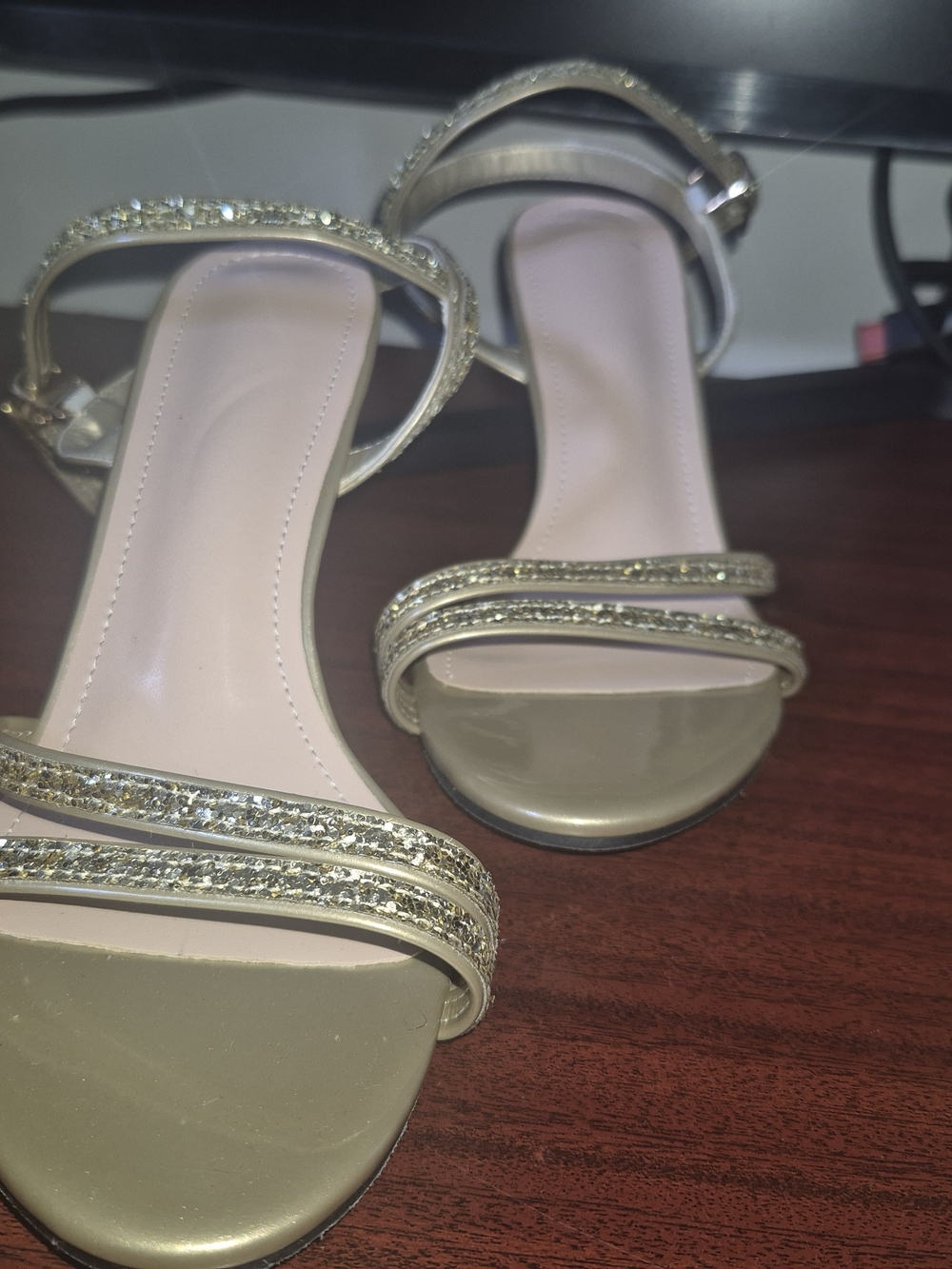 Gold Strappy Heeled Sandals - Elegant Evening Shoes